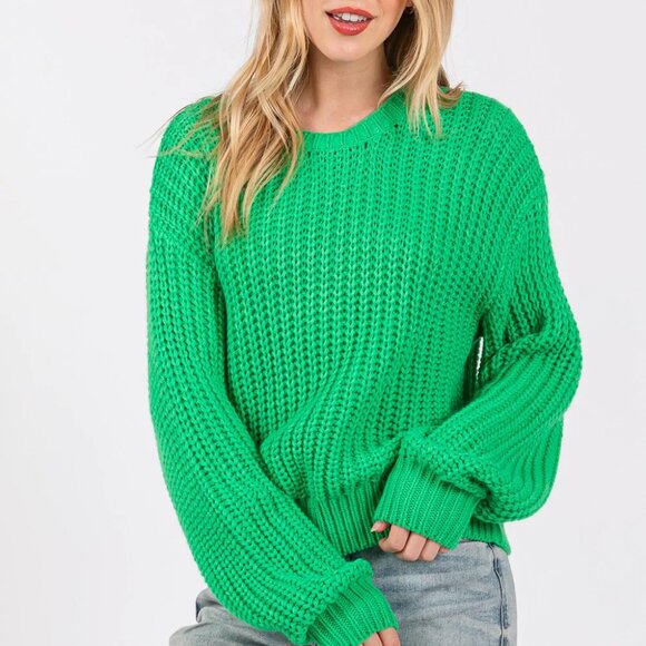 SAGE + FIG Round Neck Drop Shoulder Sweater - Picture 5 of 6